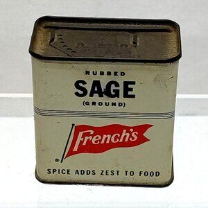 Frenchs Rubbed Sage Ground Spice Metal Tin Can Kitchen Deco RT French Co Vintage
